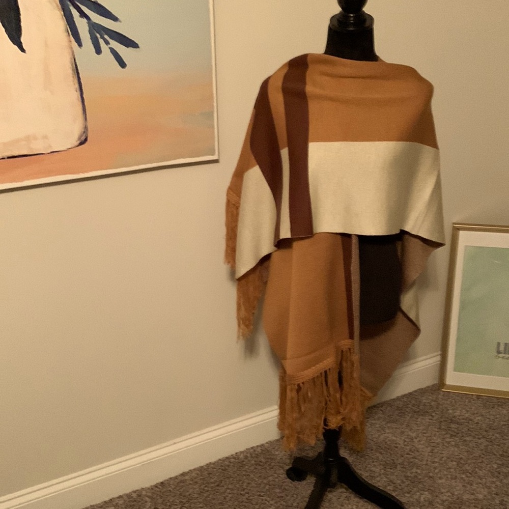 Frye women's patchwork striped poncho wrap